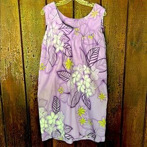 Vintage 60s 70s Muumuu House Dress Purple Tropical Hawaiian Floral Sleeveless 2X
